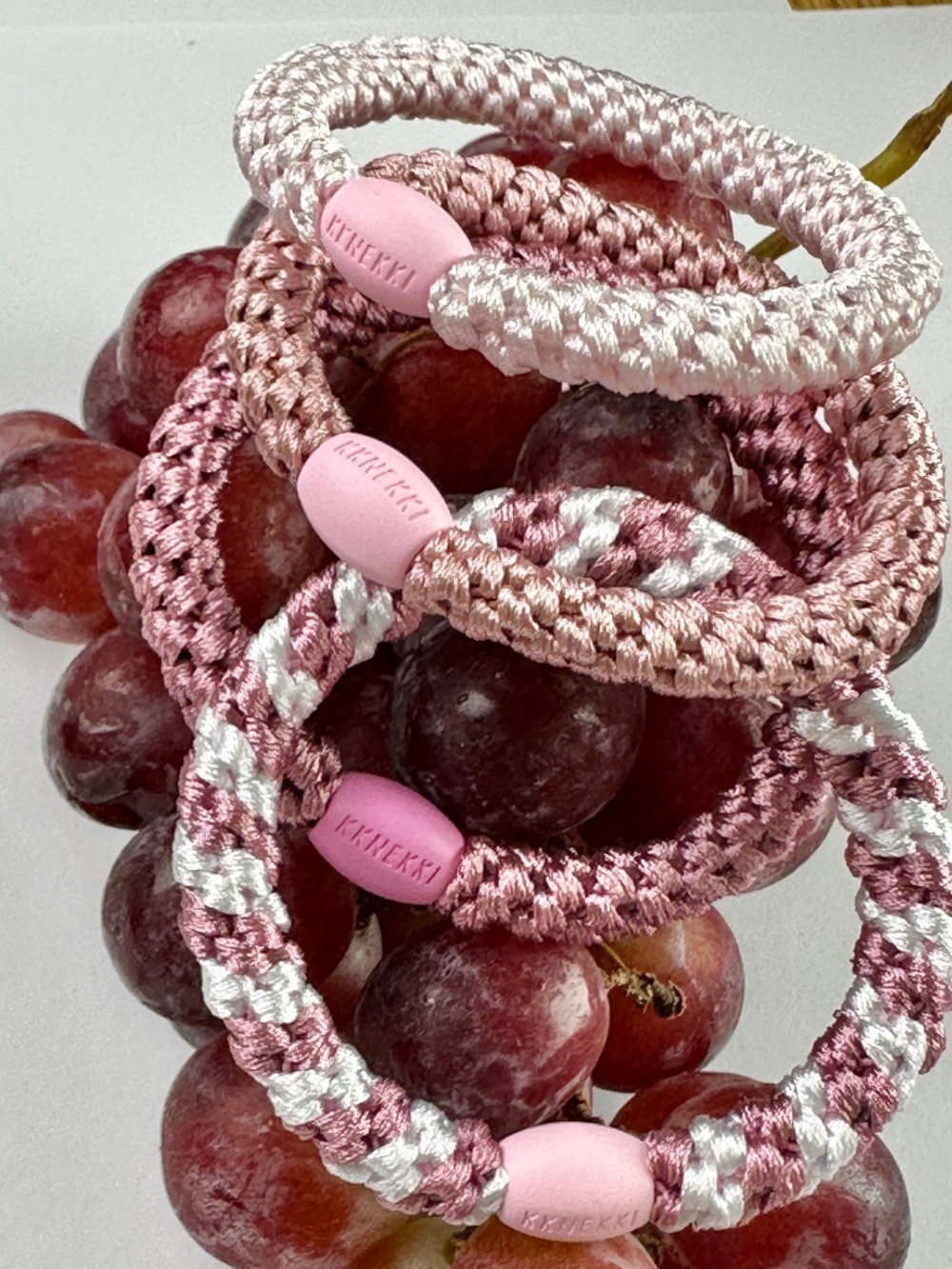 NWT 4-Bundle Authentic Original KKNEKKI Hair Ties/Elastics in Rosy Colors